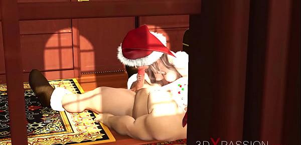  Santa Claus plays with a super cute nerdy girl